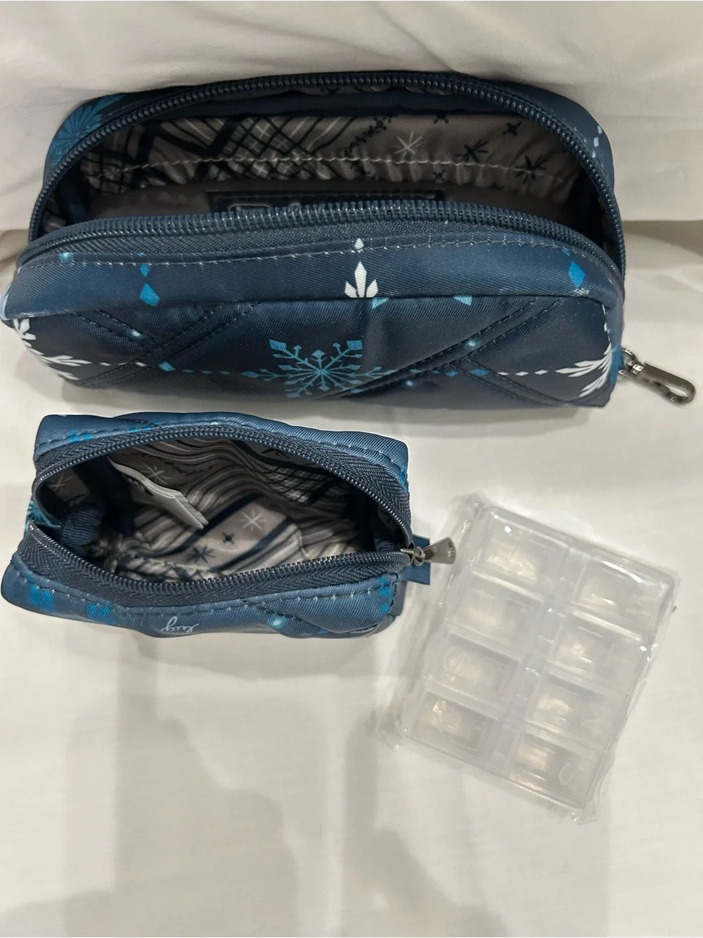 Lug Navy Blue Snowflake Eyeglass Case and Pill Holder